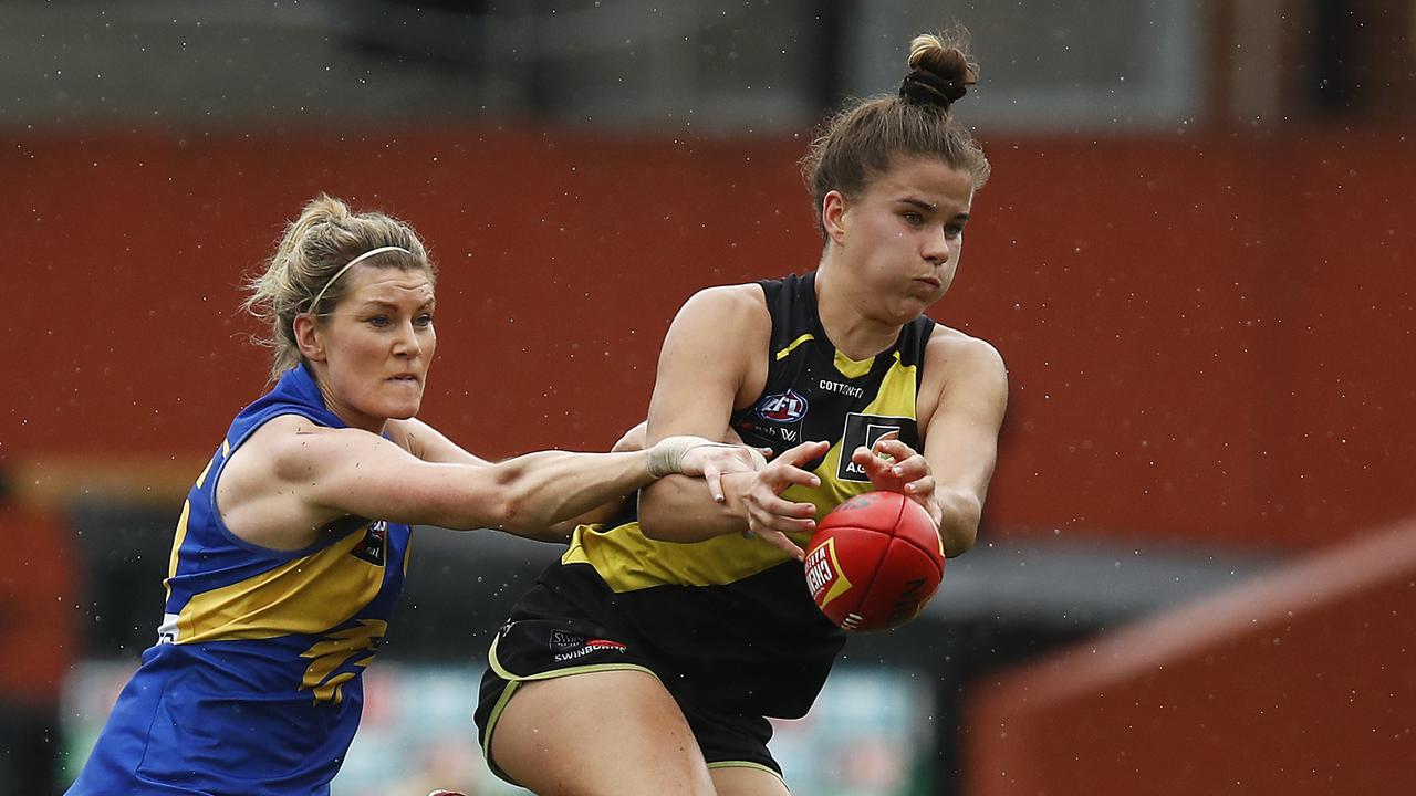 Richmond’s Ellie McKenzie was selected in the 2021 AFLW All-Australian 40-player squad. Picture: Daniel Pockett