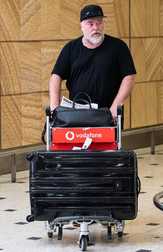 Kyle Sandilands arriving at Sydney International Airport from Los Angeles. Picture: James Gourley