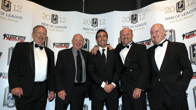 Rugby Leagues 8th Immortal announced at the Men of League Gala dinner at Doltone House, Sydney. Andrew Johns announced as the 8th immortal, pictured with other immortals, Graeme Langlands, Bob Fulton, Wally Lewis and Johnny Raper.