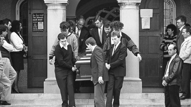 Friends and family mourn Salvatore Rotiroti at his Geelong funeral at Holy Spirit Church.