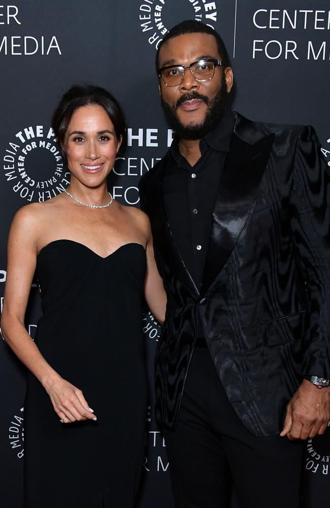 Meghan, Duchess of Sussex and fairy godfather Tyler Perry. Picture: Unique Nicole/Getty Images