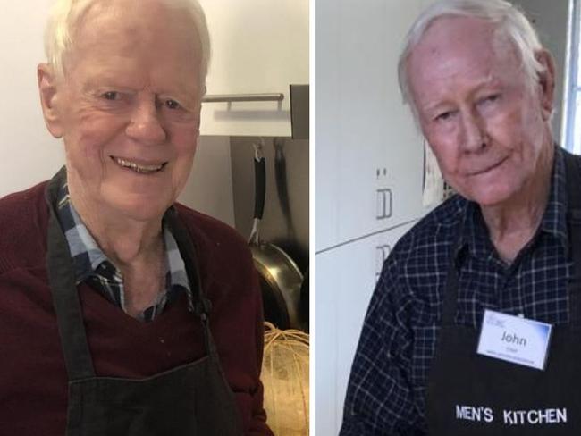 Three participants in the Men's Kitchen Northern Beaches cooking sessions. Picture: Jim O'Rourke