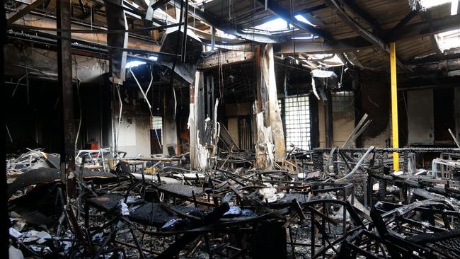 The inside of the firebombed Adass Israel Synagogue in Ripponlea. Picture: Brendan Kearns