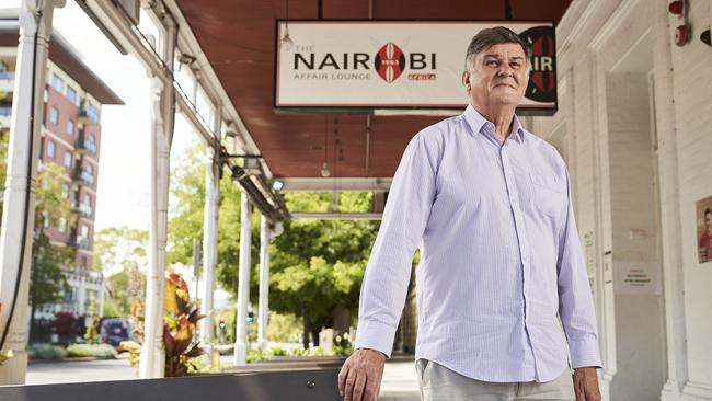 Former Premier, Lynn Arnold outside The Nairobi Affair Lounge in Adelaide, where a brawl took place overnight. Picture: Matt Loxton