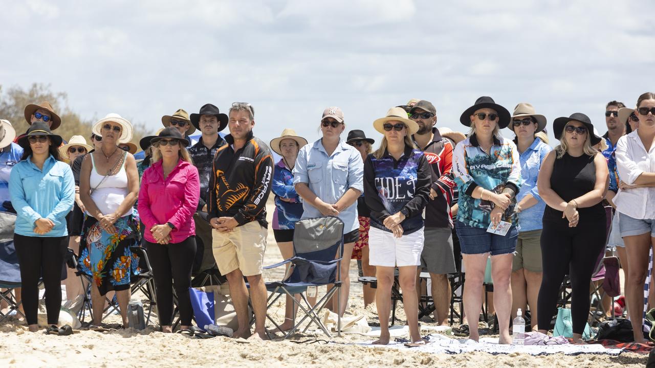 A large crowd gathered at Rainbow Beach to farewell Levi.