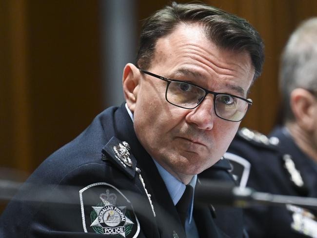 CANBERRA, AUSTRALIA, NewsWire Photos. AUGUST 4, 2023: Australian Federal Police Commissioner Reece Kershaw appears before the Legal and Constitutional Affairs Legislation Committee Budget Estimates 2023Ã¢â¬â24 at Parliament House in Canberra. Picture: NCA NewsWire / Martin Ollman