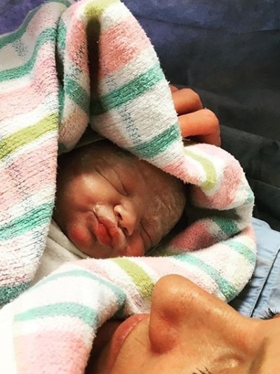 Mix 102.3 breakfast co-host Jodie Oddy welcomes her fourth child, baby Harper Billie Oddy. Picture: Social media.