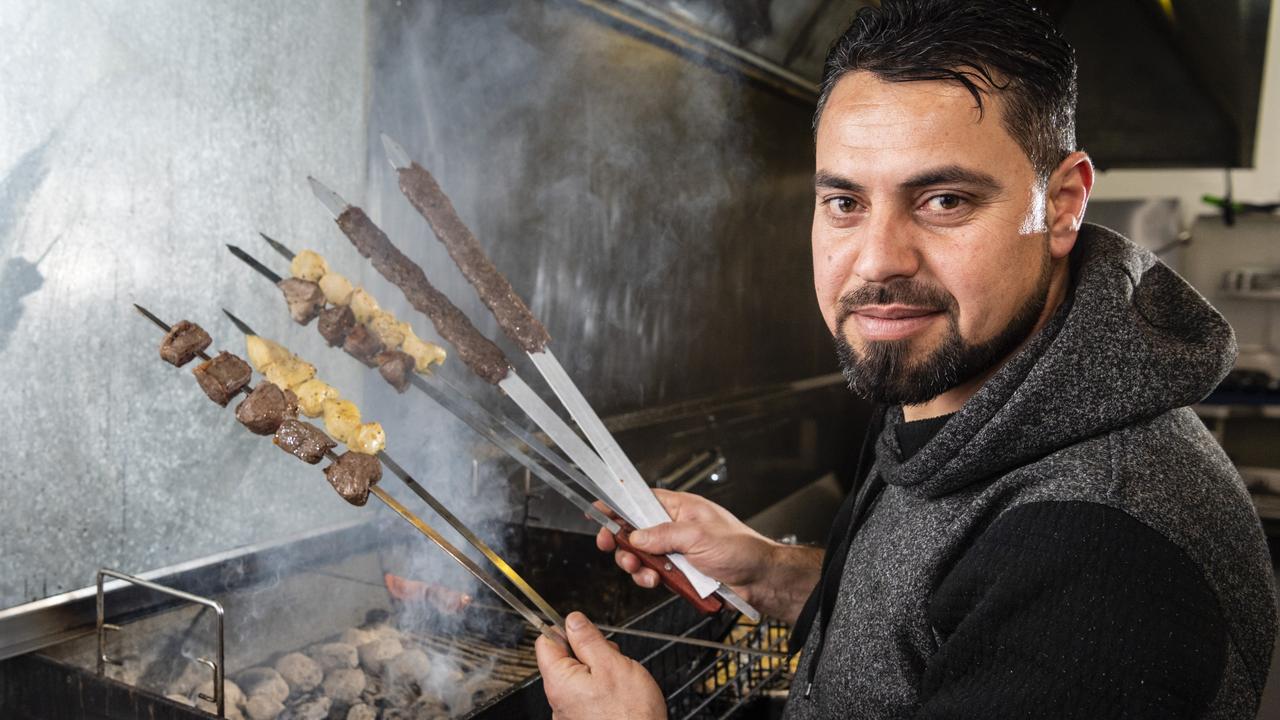 Toowoomba Shish Kebab owner Dalshad Zghla cooking in the Margaret St store. Picture: Kevin Farmer