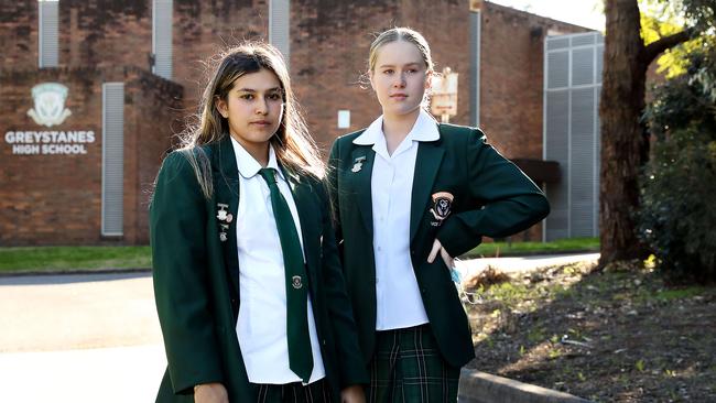 Survey organisers Year 12 students Luca Kent and Henley Warner at Greystanes High School in Sydney’s west. Picture: Jane Dempster