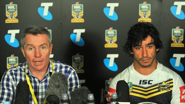 Paul Green and Johnathan Thurston following the Cowboys win over the Broncos.