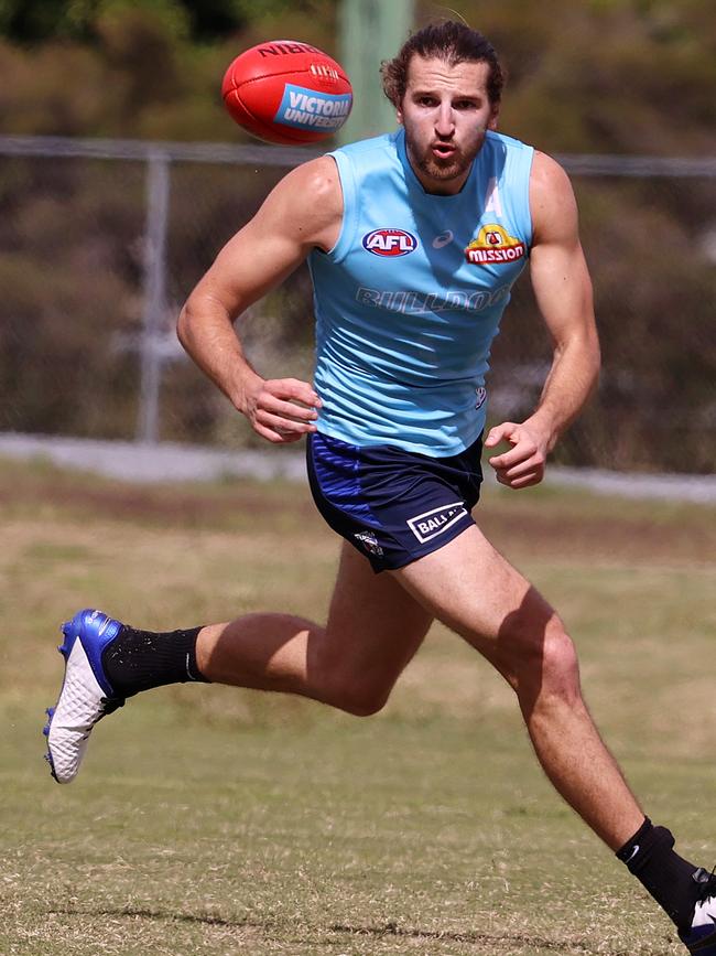 Dan Begala enjoyed the spoils of Marcus Bontempelli’s 199 against Adelaide.