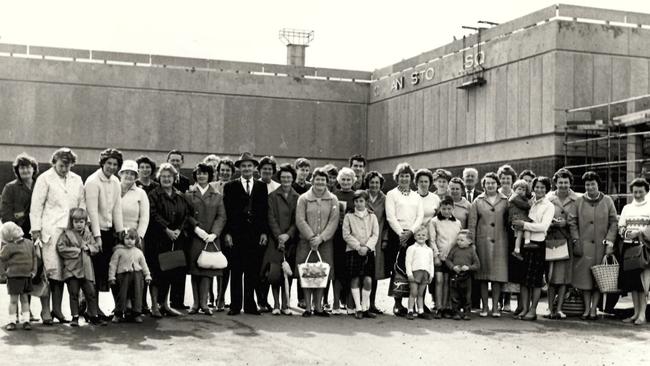 Residents at the grand opening of f Bankstown Central shopping centre (then Bankstown Square) on September 21, 1966, including Shirley Bongers, third from left, with her daughter Susan and son Phillip. Picture supplied by Shirley Bongers