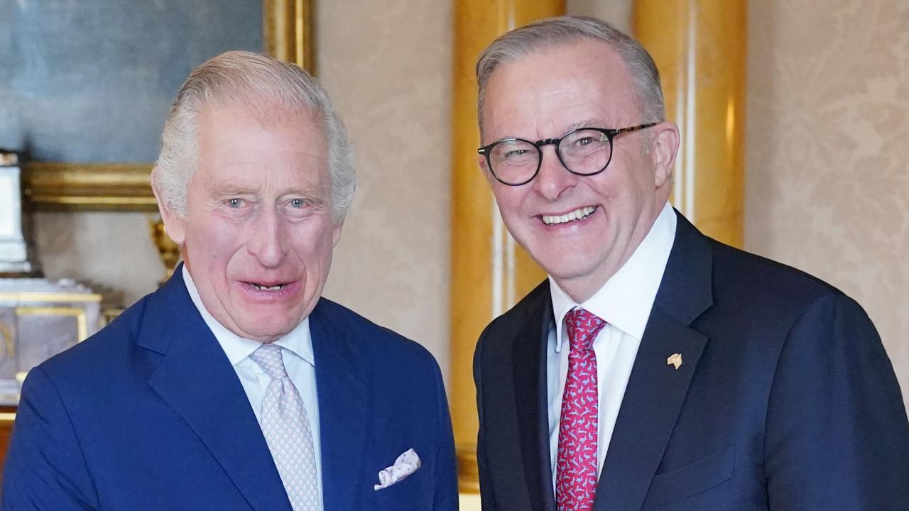 King Charles III hosts the Australian Prime Minister Anthony Albanese at Buckingham Palace. Picture: Getty