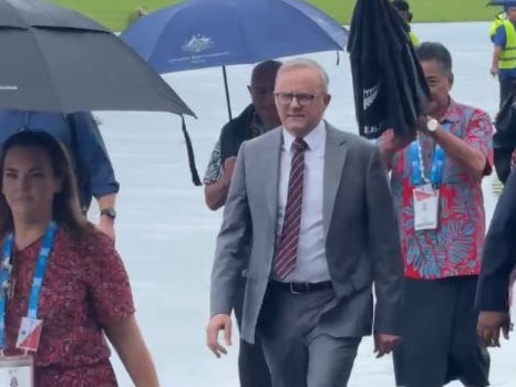 Australian Prime Minister Anthony Albanese arrives at CHOGM in Apia, Samoa. Picture: Video grab