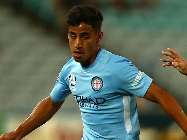 SYDNEY, AUSTRALIA - JANUARY 01:  Daniel Arzani of City kicks the ball during the round 13 A-League match between the Western Sydney Wanderers and Melbourne City at ANZ Stadium on January 1, 2018 in Sydney, Australia.  (Photo by Matt Blyth/Getty Images)