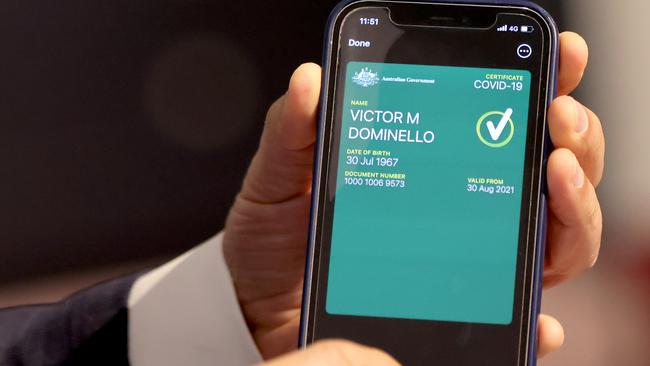 The Covid vaccination passport was rolled out at the end of 2021. Picture: NCA NewsWire / Damian Shaw