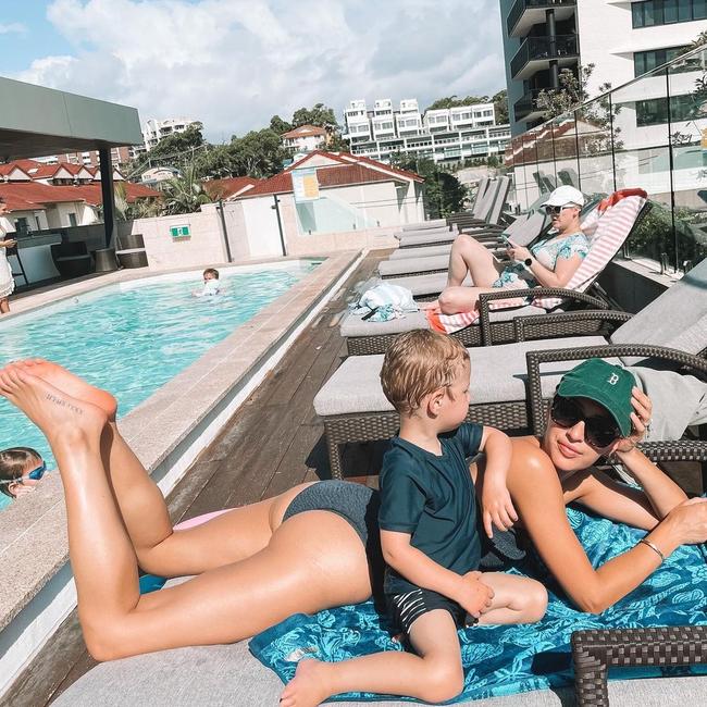 Former Australian cricket captain Tim Paine’s wife Bonnie pictured holidaying on the Gold Coast instead of being in Tasmania for the 5th Ashes test match. Picture: Instagram @bon.paine