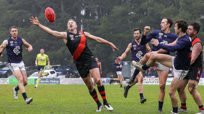 Nathan Buckley playing for Nilma Darnum against Catani as part of the Carlton Draft on Sunday. Picture: Ian Currie