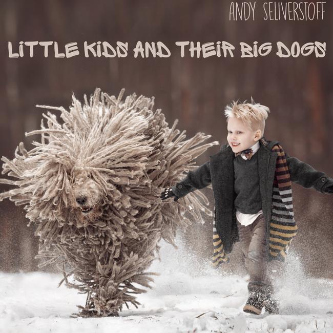 Mop tops in the snow ... Arthur and Zeus the Komondor. Little Kids and Their Big Dogs is available from Amazon.com (Revodana Publishing $39.99).