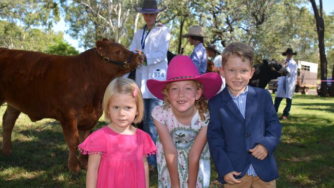 CATTLE SHOW: Teresa, Mary and Patrick Duff help hand out the medals for the Young Handlers competition at the Proston Show on March 7, 2020. (Photo: Jessica McGrath)