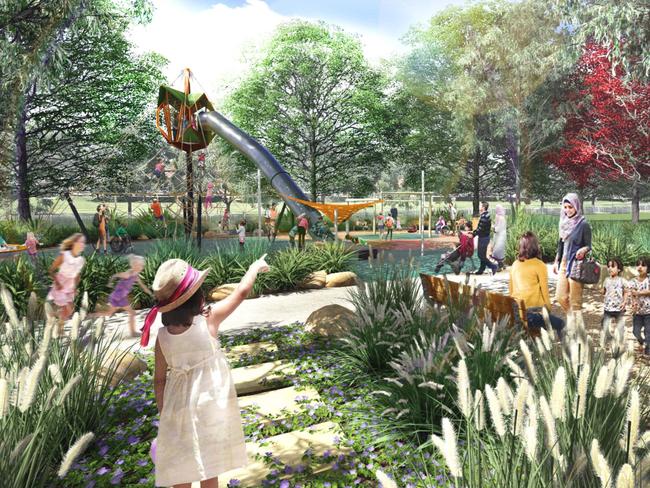 An artist impression of Parry Park in Lakemba based on a concept design released by Canterbury-Bankstown City Council.