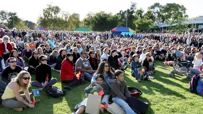 FALSE DAWN: A large crowd gathered to watch Kevin Rudd's National apology speech on a big screen at Elder Park in 2007, but nothing really changed. Picture: Kelly Barnes.