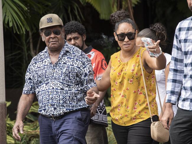 Close family of the three-year-old boy who died in a daycare minibus leave the Cairns Court House, (AAP Image/Brian Cassey)