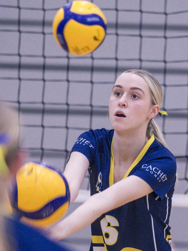 Woodroffe SHS V Iona College in the Australian Volleyball Schools Cup is being played at the Gold Coast Sports and Leisure Centre in Carrara. Picture: Glenn Campbell