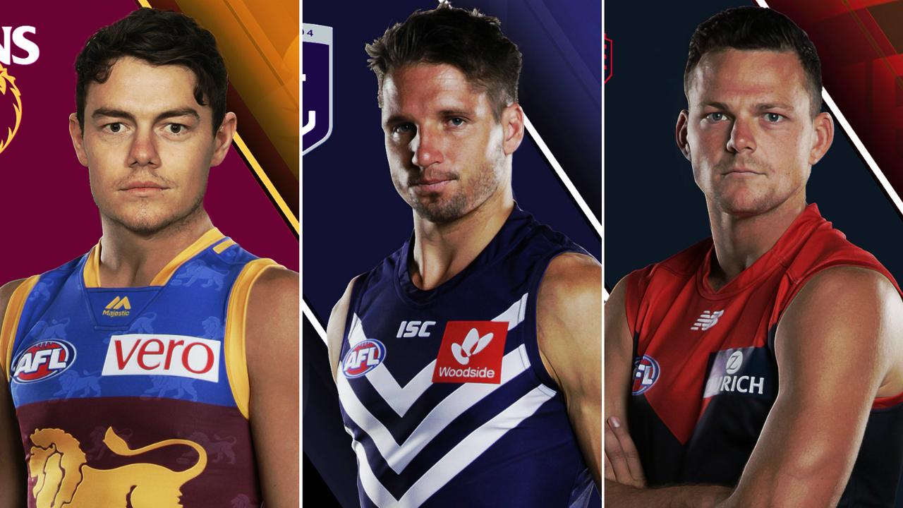 DONE DEALS: Lachie Neale, Jesse Hogan and Steven May were involved in a flurry of trades on deadline day.