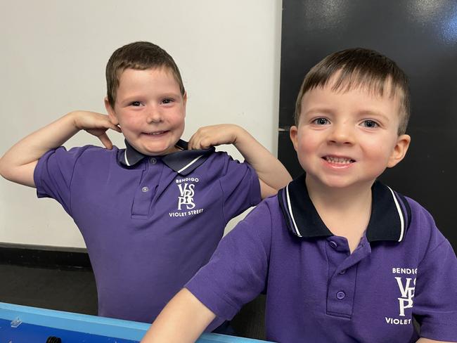 Preppies Rylan Ferrari and Kobe Mayne at Bendigo Violet Street Primary School. Picture: Gianni Francis.