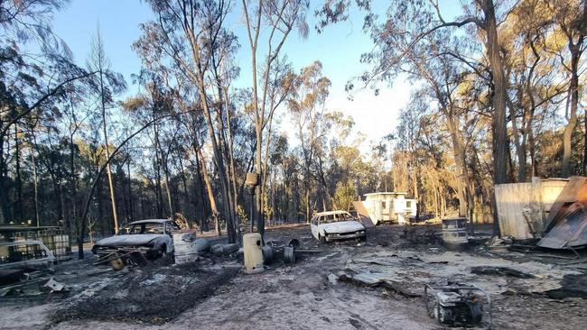 The Bishop property on Charles Dr, Tara, following the devastating bushfire on Valentine’s Day. Picture: Contributed