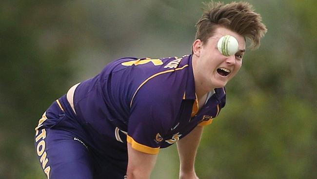 Daniel MacKenzie bends his back for Altona on Saturday. Picture: Hamish Blair