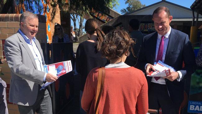 Anthony Albanese with local candidate Darcy Byrne at Annandale