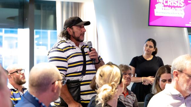 Blacktown public housing tenant, George, addresses the forum.