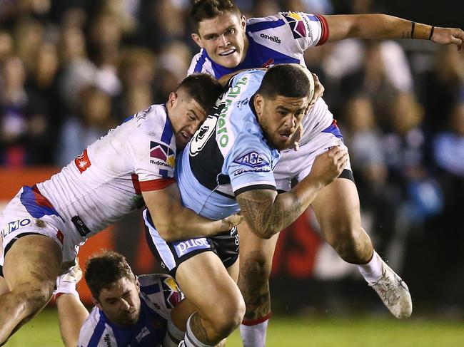 Braden Hamlin-Uele has played a key role in Cronulla’s strong start to the season. Picture: Jason McCawley/Getty