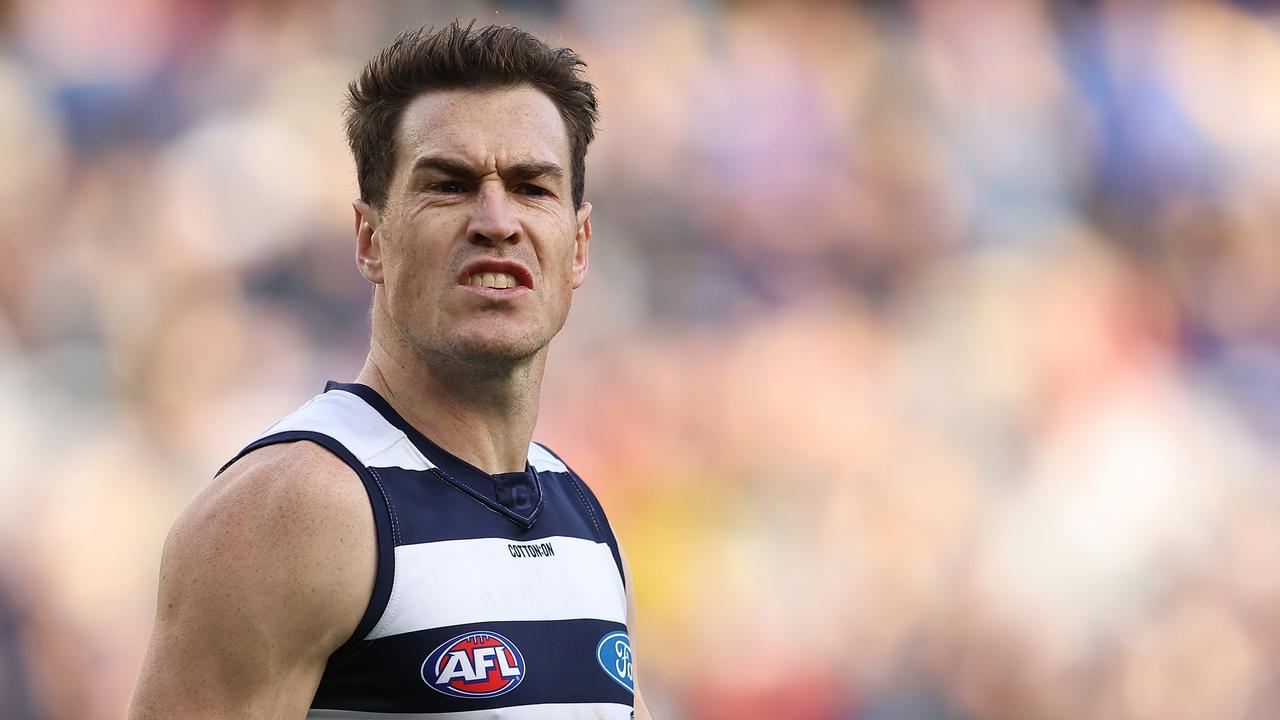 Geelong forward Jeremy Cameron has performed much better against lower ranked opponents. Picture: Paul Kane/Getty Images