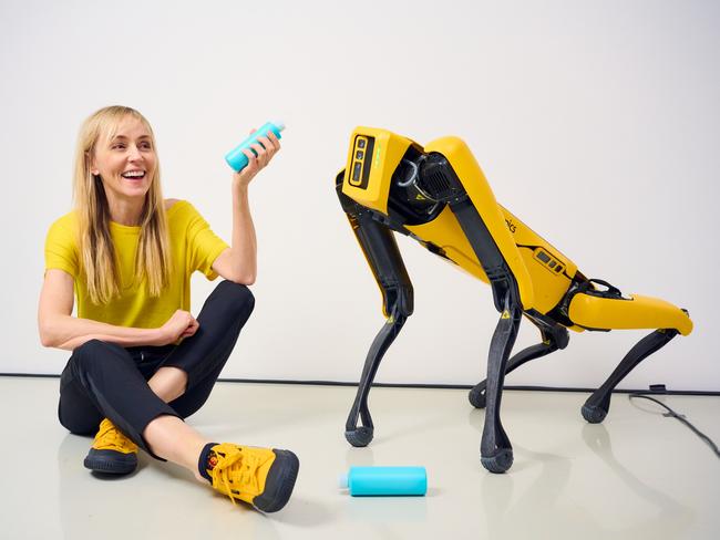 Agnieszka Pilat with one of her robot dogs. Picture: Eugene Hyland