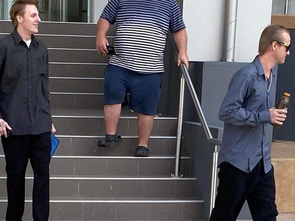 Aiden (far left) and Bryer (far right) Milne leave court after pleading guilty in Rockhampton District Court on April 27 to one count of burglary, one of threatening violence and night and one of wilful damage.