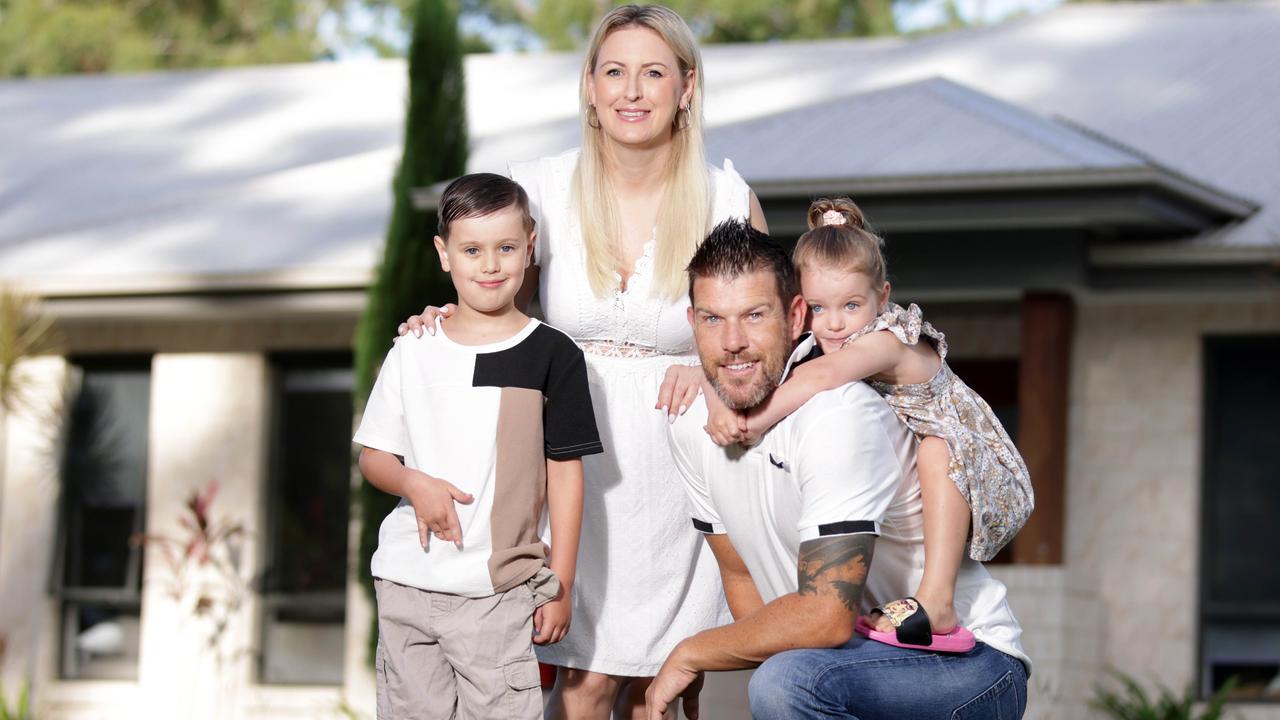 Nikki and Matt Fielding with Noah, 7, and Isla, 4. Picture: Steve Pohlner