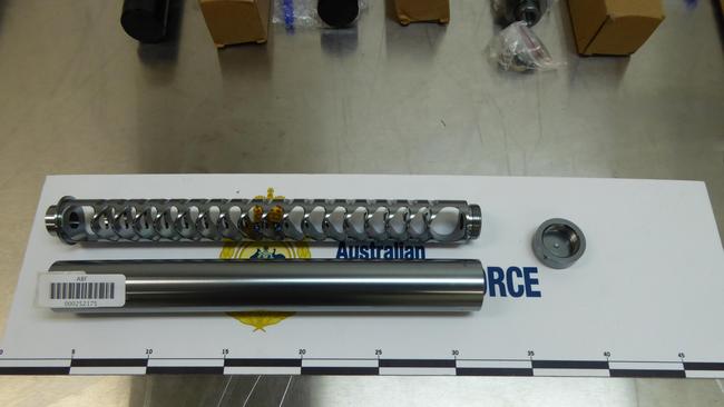 Australian Border Force seized firearm suppressors from a property in Humpty Doo. Picture: Supplied.