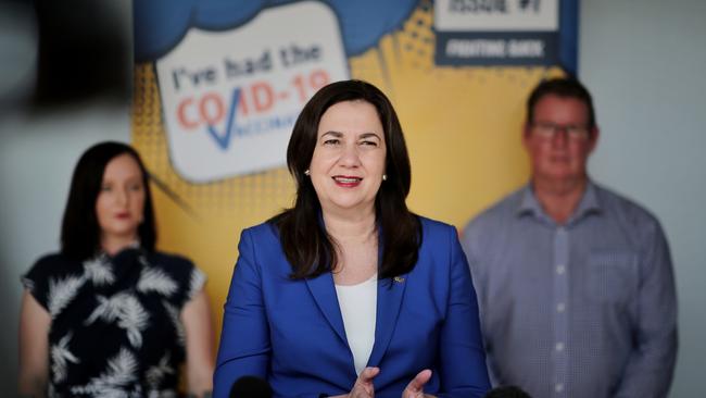 Premier Annastacia Palaszczuk visiting a vaccination clinic. Photo: Jack Tran