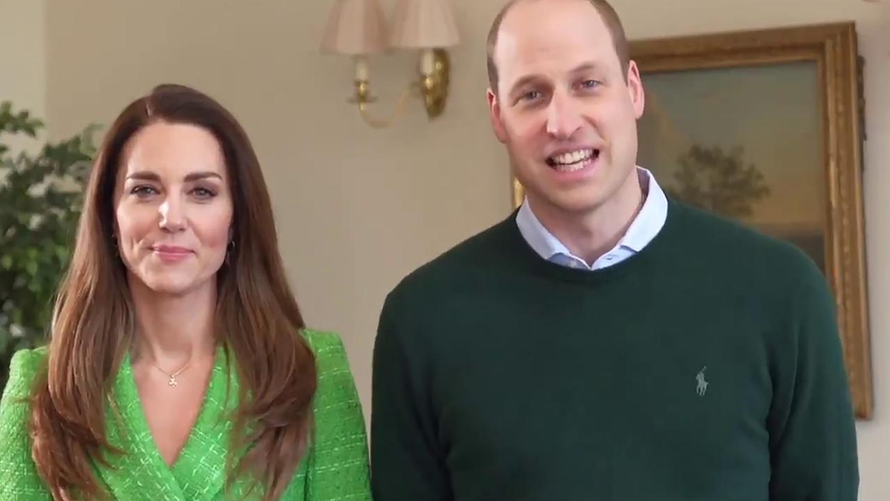 Kate can be heard correcting her husband in a behind-the-scenes video of their St Patrick’s Day address.