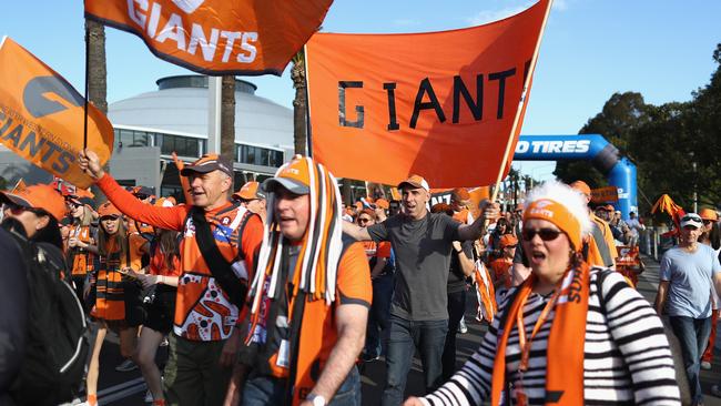 If GWS make the Grand Final, the entire state will be forced to take the day off work for a street parade nobody will turn up to, writes Susie O’Brien. Picture: Ryan Pierse/Getty Images.