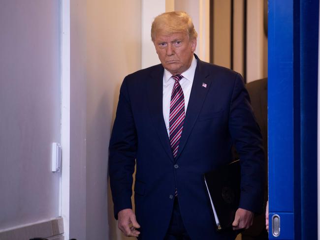 US President Donald Trump arrives to speak in the Brady Briefing Room at the White House in Washington, DC. Picture: AFP