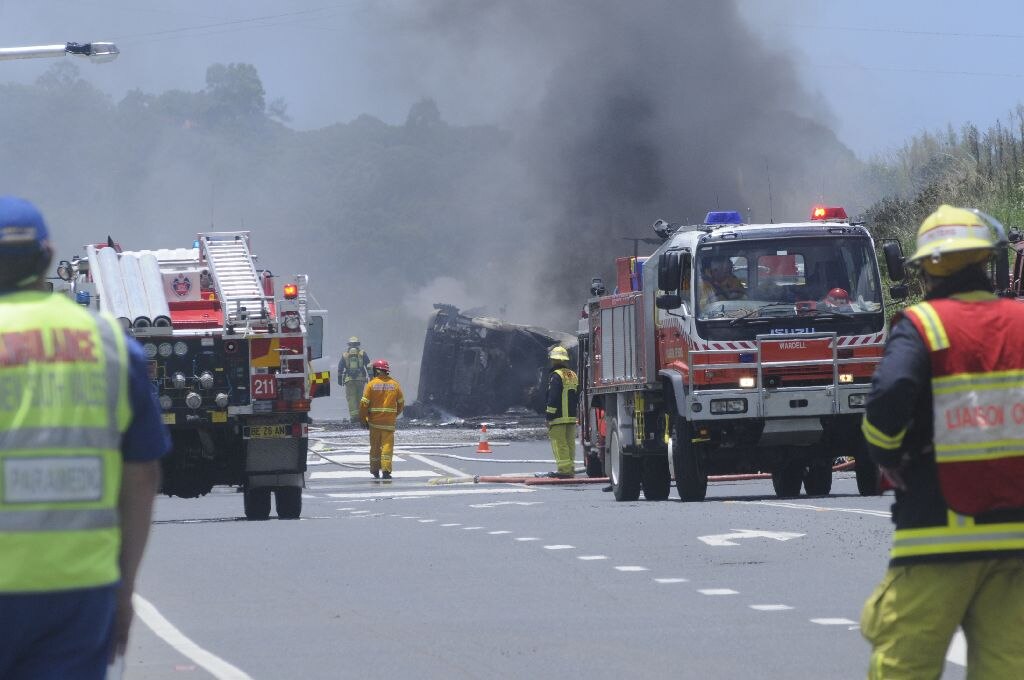 The scene of the tanker explosion. Picture: Jacklyn Wagner