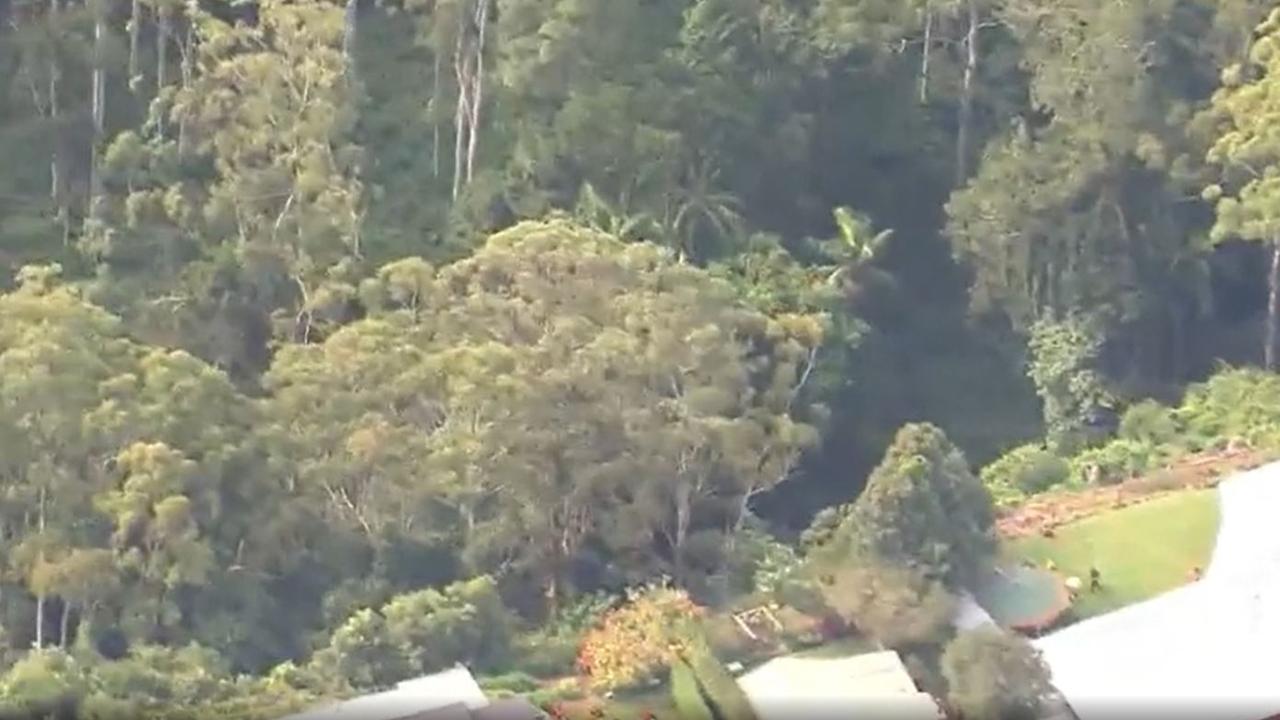 Rescue crews are helping Vincent Heuston to safety after he was reported missing earlier this week. Picture taken from the Channel 7 news helicopter.