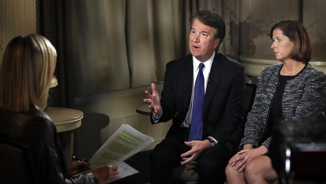 Brett Kavanaugh and his wife Ashley Kavanaugh answer questions during a FOX News interview with Martha MacCallum.