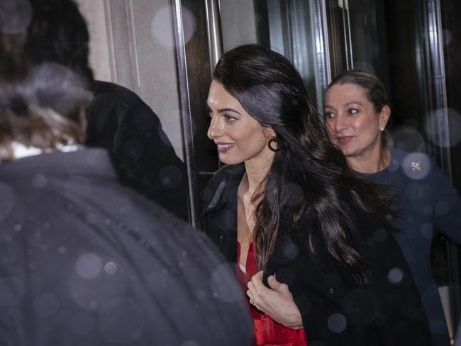 Amal jets out of the luxury destination baby shower. 