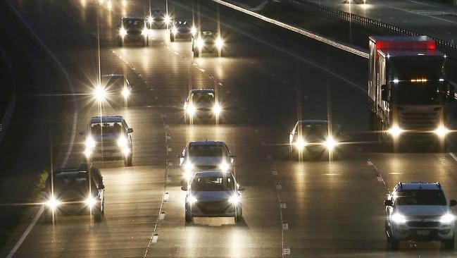 By 4.30am the tradie traffic northbound on the M1 at Coomera suddenly builds up. Picture Glenn Hampson