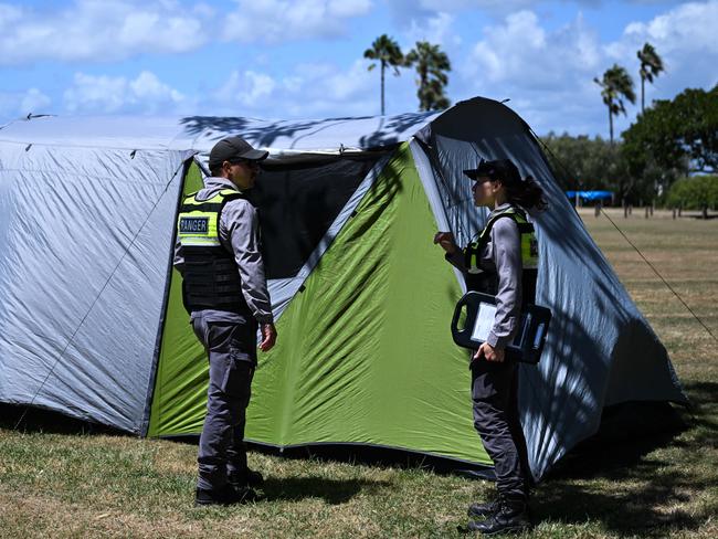 BRISBANE, AUSTRALIA - NewsWire Photos - FEBRUARY 27, 2025.Rangers from the City of Moreton Bay council inspect tents and vehicles belonging to homeless people in Woody Point, north of Brisbane. The Moreton Bay council made homeless camping a crime.Picture: Dan Peled / NewsWire